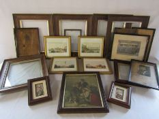Collection of empty frames, also some prints and photographs including Chiswick bowling club 1931
