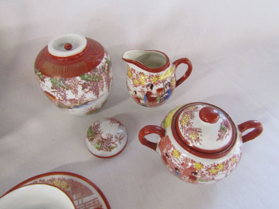 Nippon Tokusei Japan special made Geisha Lithophanes tea service - one tea cup has a different shape - Image 4 of 8