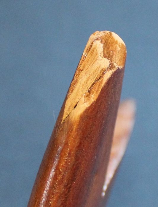 Pitcairn Island carved hard wood fish, one fin stamped "Souvenir from Pitcairn Island" (some damage) - Image 8 of 8