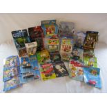 Mixed collection of carded and boxed vehicles including Tugs, Bob the Builder, Tractor Tom, Dr