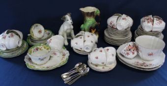 Hornsea Fauna jug, Russian dog figurine, Paragon Period Plymouth part tea service, 2 other Edwardian