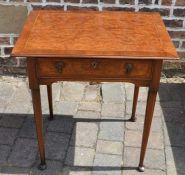 Reproduction Georgian lowboy with burr walnut veneer top inset with feather banding L 71cm D 55cm Ht