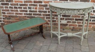 Painted demi-lune console table & a Regency style coffee table
