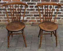 Pair of Victorian circular seated spindle back kitchen chairs