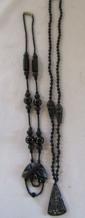 Collection of black jewellery including a large black choker with cross pendant with leather back, - Image 9 of 9