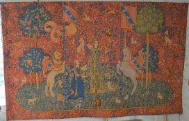 Large tapestry "Taste" after the original 16th century Lady and the Unicorn series 198cm by 126cm  -