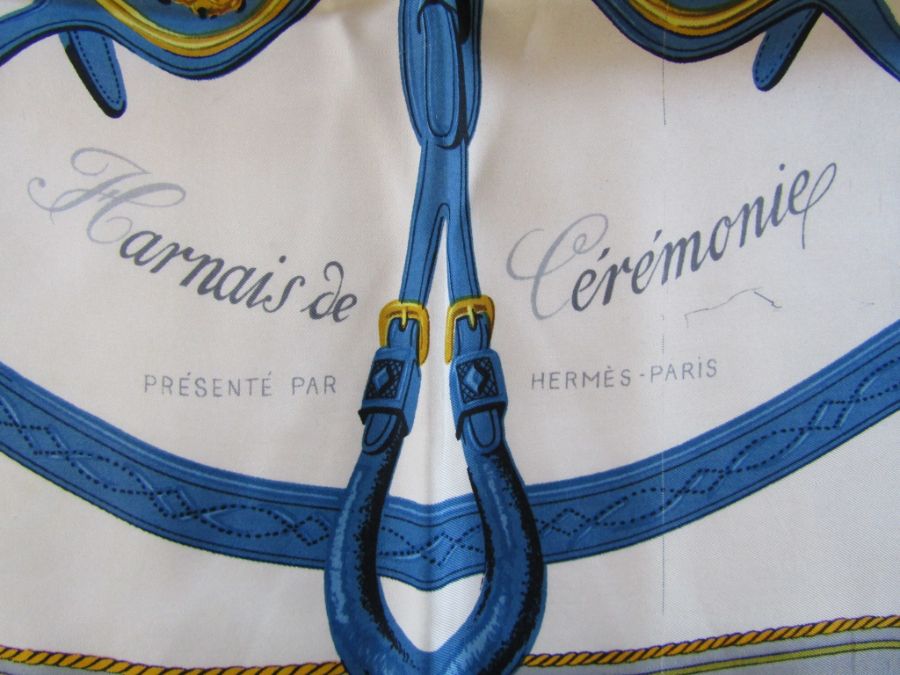 Hermes 'Harnais de Ceremonie' silk scarf - slight pull and pen marks - Image 2 of 3