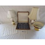 The Royal Crystal Cameo set (part set), Aynsley table lamp, Royal Doulton horse and carriage bowl (