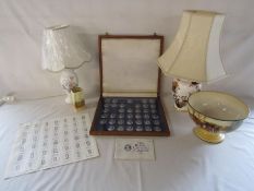 The Royal Crystal Cameo set (part set), Aynsley table lamp, Royal Doulton horse and carriage bowl (