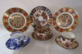 Royal Crown Derby Mikado, Burtondale imari pattern small plates & cups with saucers