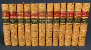 12 tooled leather bound volumes History of England by James Anthony Froude, published by Longmans,