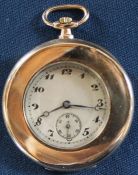 9ct gold open face top wind pocket watch with additional seconds dial (cover does not shut) diameter