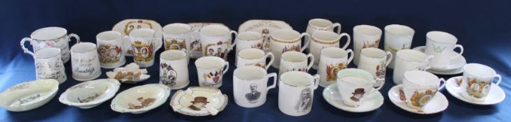Collection of Wellington China royal & war commemorative cups / mugs / plates / soap dishes /