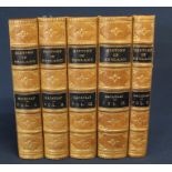 5 leather bound volumes The History of England by Lord Macaulay, London 1877, published by Longmans,