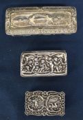 Small silver box with embossed cherubs Birmingham 1965, similar box marked 925 Sterling, cut glass