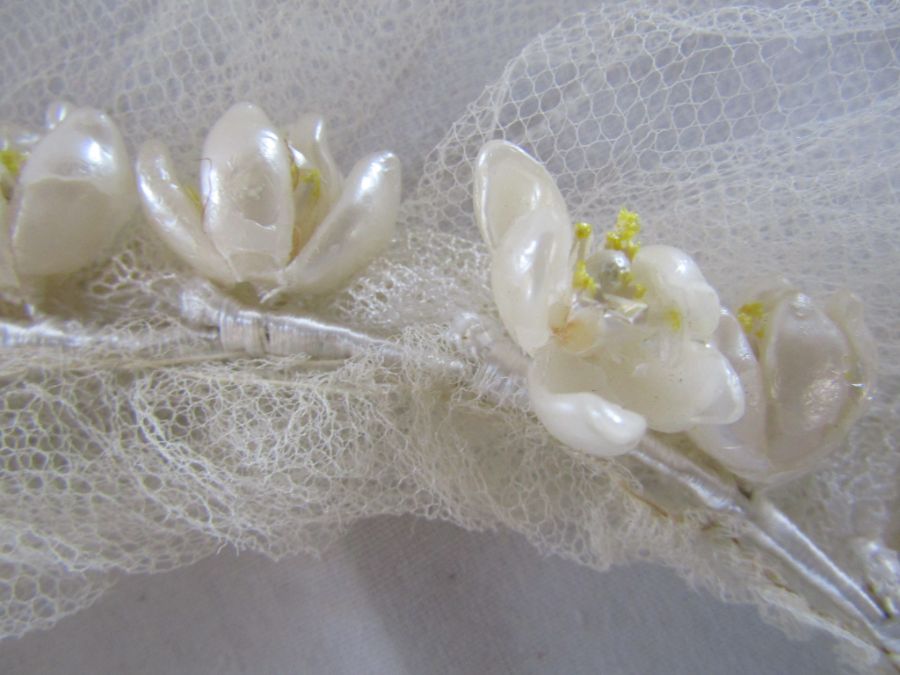 RAF Dinner suit with cap and a wedding gown with veil possibly wax flowers and weighted with faux - Image 16 of 18