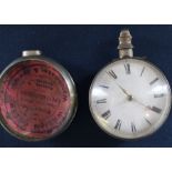 19th century silver pair cased pocket watch Jno Peberdy Leicester, fusee movement no. 10701 with