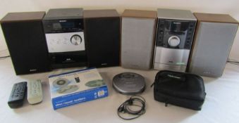 Pair of Sony micro systems HCD-FX250 & HCD-EH20DAB and a Sony cd walkman D-FJ61