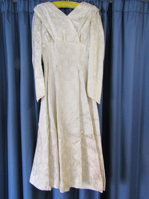 RAF Dinner suit with cap and a wedding gown with veil possibly wax flowers and weighted with faux - Image 10 of 18