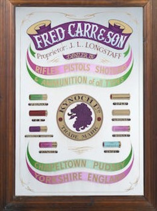 Fred Carr & Son Kynoch Cartridge advertising mirror 68cm x 93cm from Guns & Tackle shop, Lindley