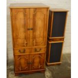 Yew wood hifi cabinet in the Regency style with speaker cabinets