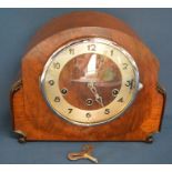 German triple chiming mantel clock Ht 23cm L 30cm