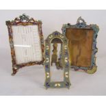 Set of 3 French cloisonné picture frames the largest being approx. 22cm tall