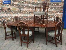 Georgian D ended mahogany dining table 244cm by 112cm with 7 Hepplewhite style chairs