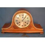 Napoleon hat striking mantel clock with inlay decoration Ht 25cm L 47cm