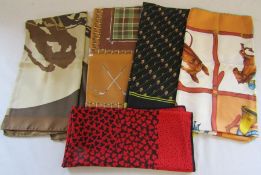 A collection of scarves to include Jaeger, Fittorio, Caruso, Bauron, and Bellotti