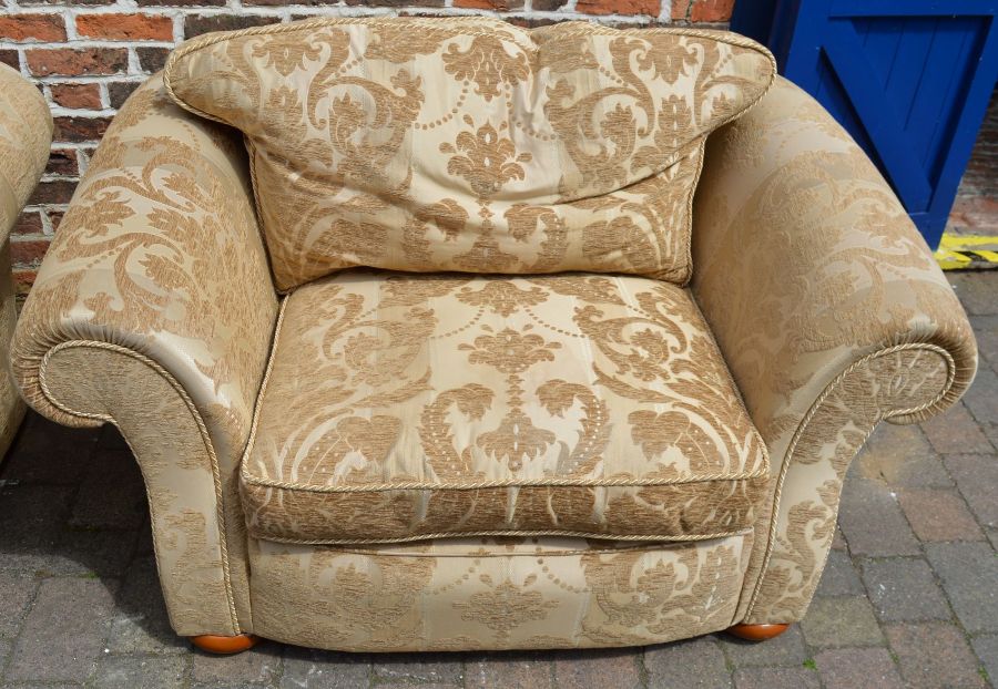 Pair of very good quality large front sprung arm chairs purchased from Lee's of Grimsby. Approx. - Image 3 of 3