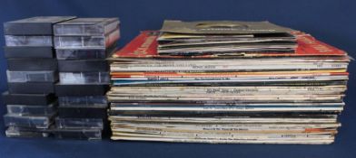 Selection of 33rpm records, some 7 inch singles including Led Zeppelin & cassette tapes