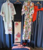 Kimonos with accessories including footwear and Yukata styled bow and an Obi