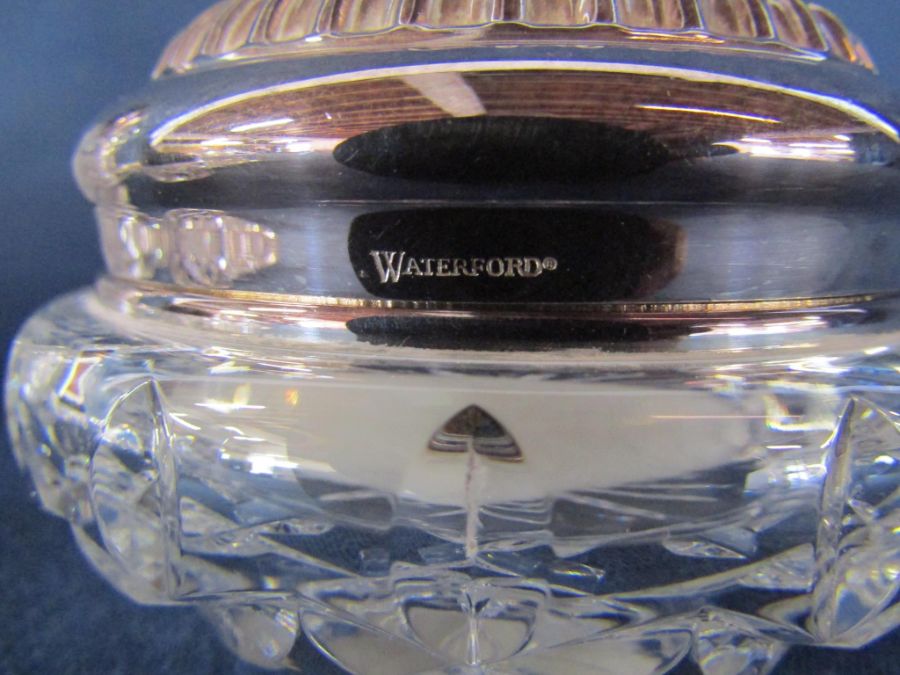 Waterford crystal trays, perfume bottle, powder bowl with lid and powder bowl, perfume bottle and - Image 3 of 7