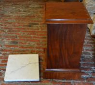 Victorian mahogany cabinet with door release mechanism & two pieces of white marble