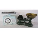 Two sets of kitchen scales, one Tower brand the other Salter Staffordshire complete with weights