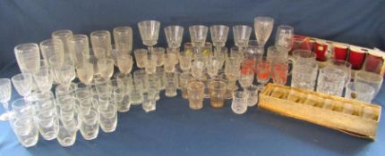 Glasses including shotglasses and Luminarc red glass