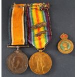 Pair of WW1 war medals issued to A.W.O.CL 2 J.T Perkins Lincolnshire Regiment (with two oak leaf
