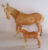 Beswick Palomino horse and foal