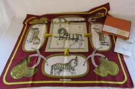 Hermes 'Grand Apparat' Jaques Eudel silk scarf with box and original receipt 1978 (some faint