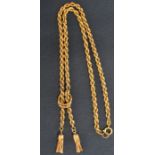 9k gold rope twist necklace with tassel detail 21.2g