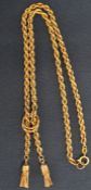 9k gold rope twist necklace with tassel detail 21.2g
