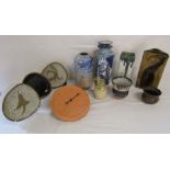 Collection of pottery items including vases, plates etc