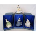 Royal Doulton figurines Soiree, Fragrance, Carol and Christine all with boxes