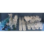 Selection of drinking glasses & 2 cut glass decanters