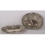 2 x silver bon bon dishes total weight approx. 2.31ozt