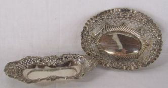 2 x silver bon bon dishes total weight approx. 2.31ozt