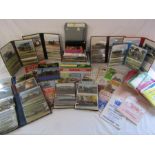 Collection of tractor and train books, ordnance survey maps, steam fair leaflets and a large