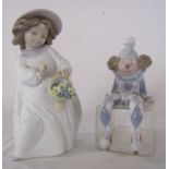 Lladro 'Happiness' #6685 and 'Ragamuffin' clown shelf sitter #1500