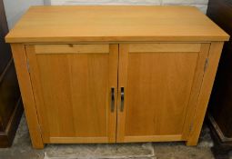 Oak computer desk/cabinet L 113cm Ht 81cm D 55cm